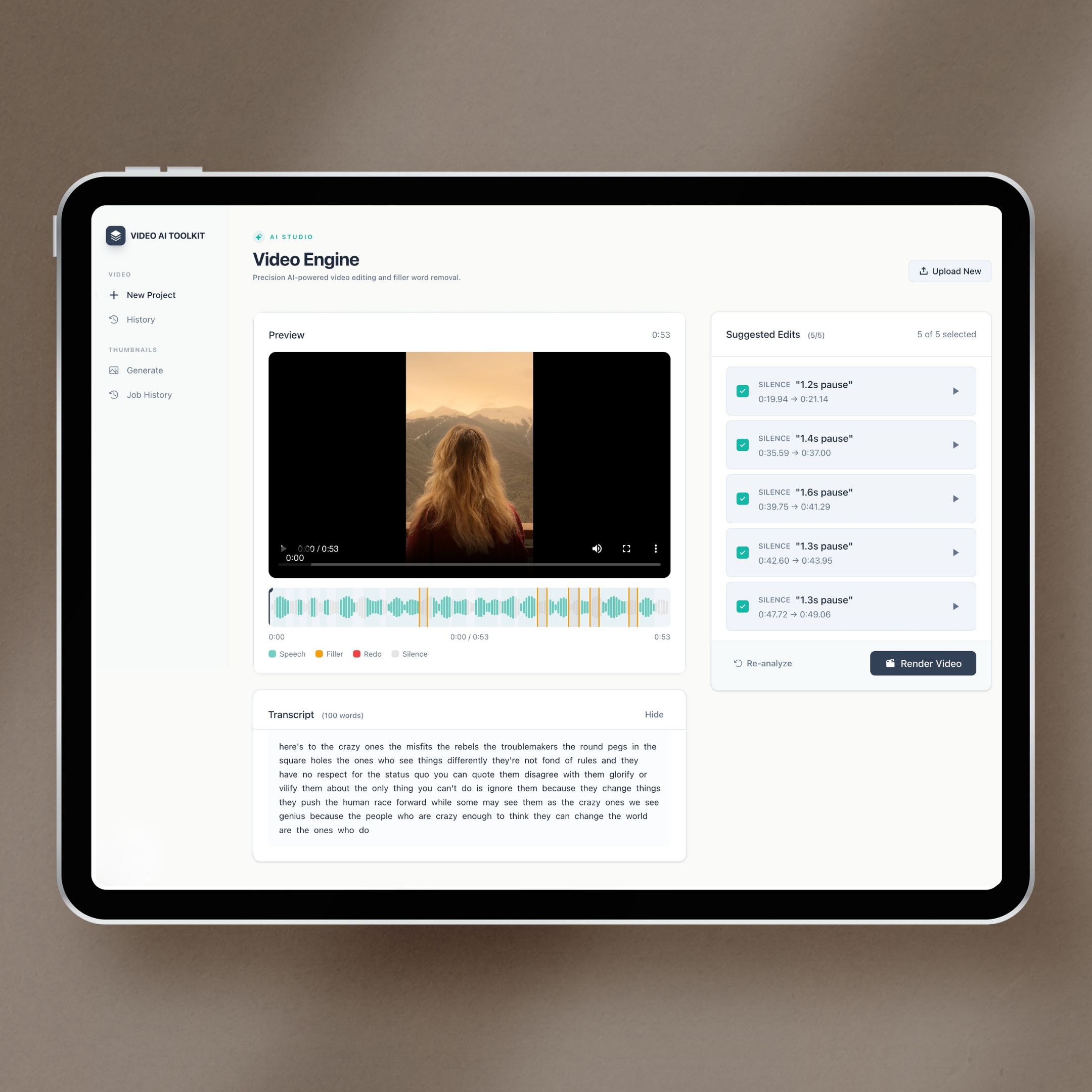 AI Video Editor & Thumbnail Generator